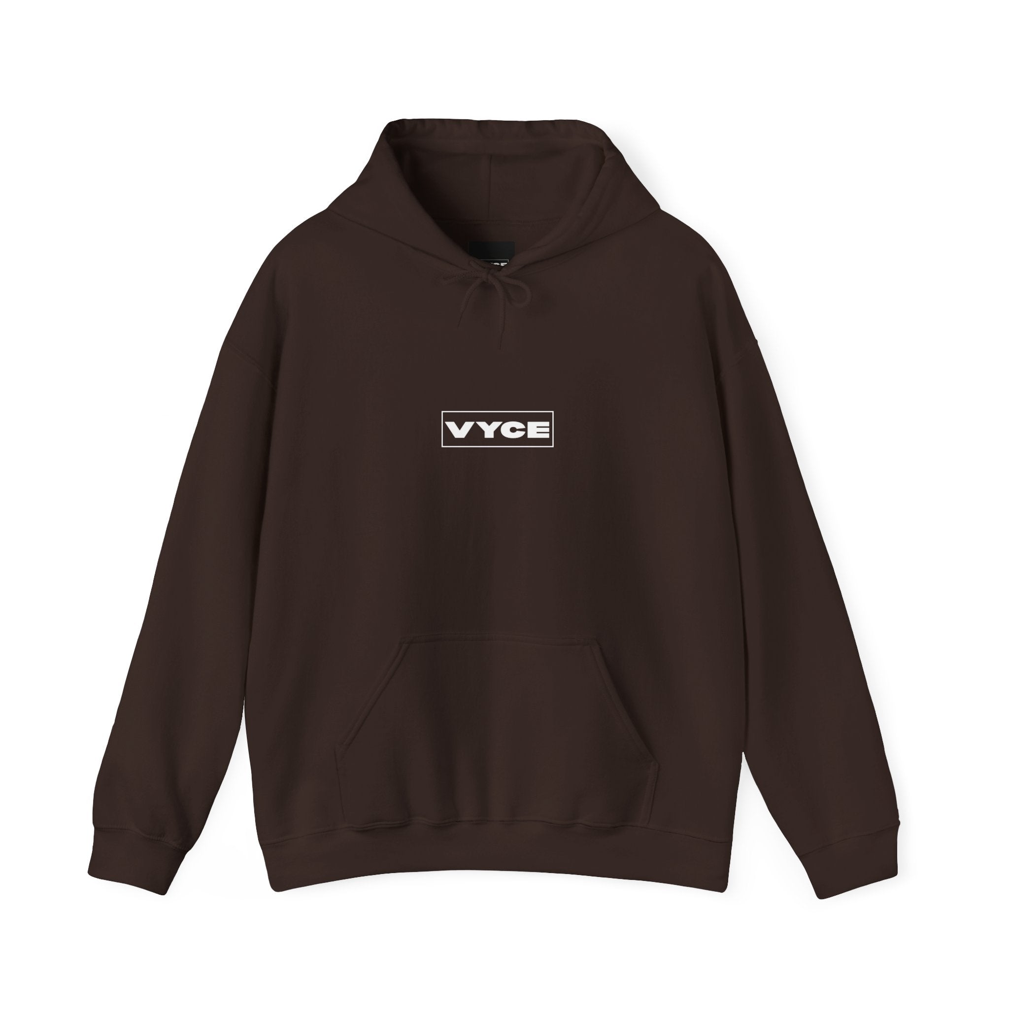 Vyce Logo Hoodie — Minimal Pullover with Blank Box Logo w/ meaning 'VYCE' Front & Back Print