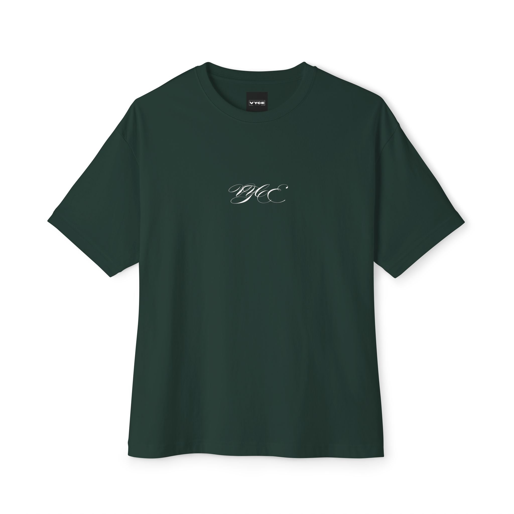 Vyce Cursive Minimalist Logo Tee Front Print — Oversized Boxy T-Shirt