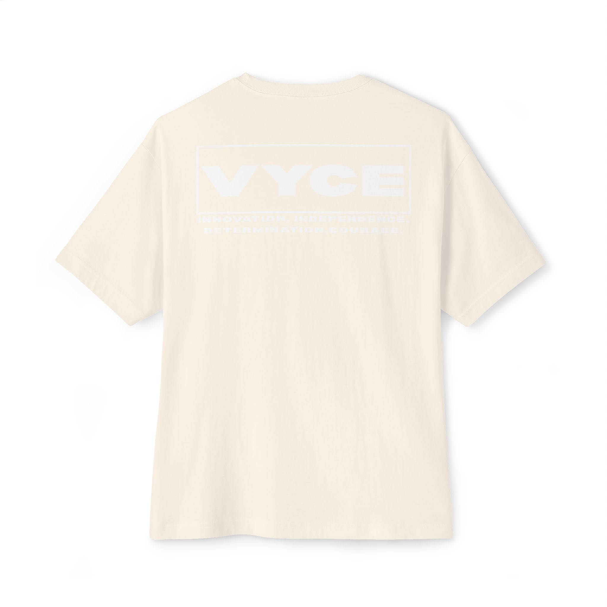 Copy of Vyce Blank Box Logo w/meaning Minimalist Logo Tee Front & Back Print — Oversized Boxy T-Shirt