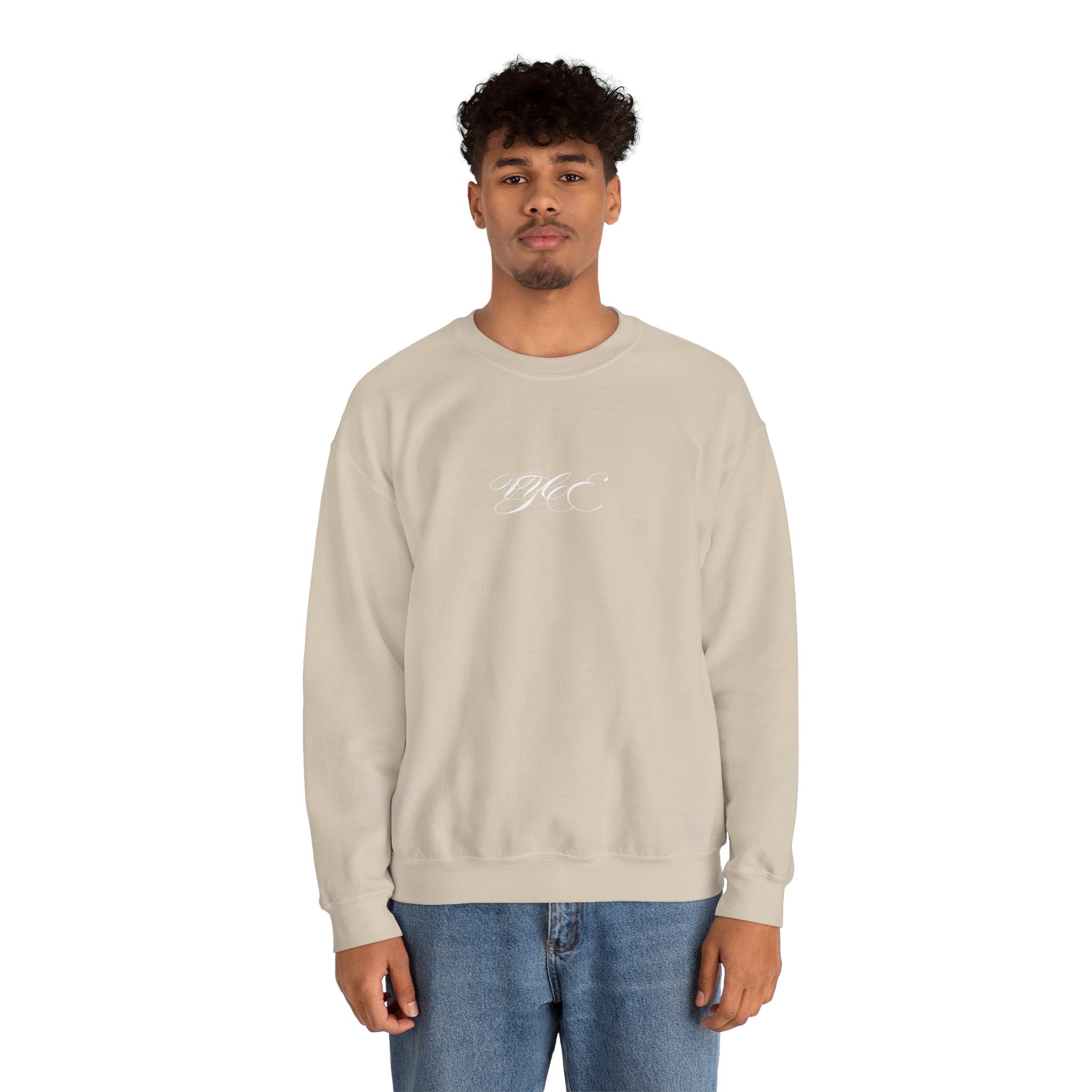 Vyce Cursive Logo Crewneck Sweatshirt — Minimalist Branded Pullover Front Print