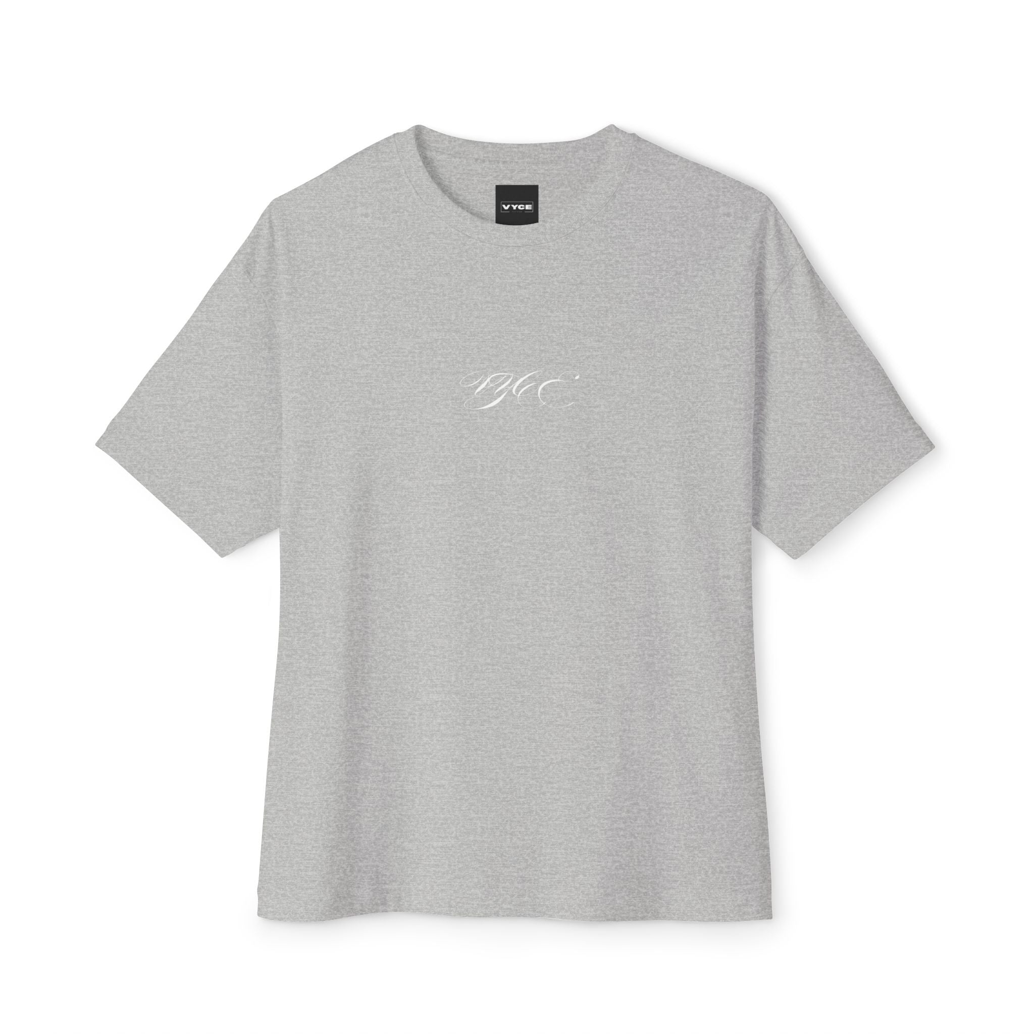Vyce Cursive Minimalist Logo Tee Front Print — Oversized Boxy T-Shirt