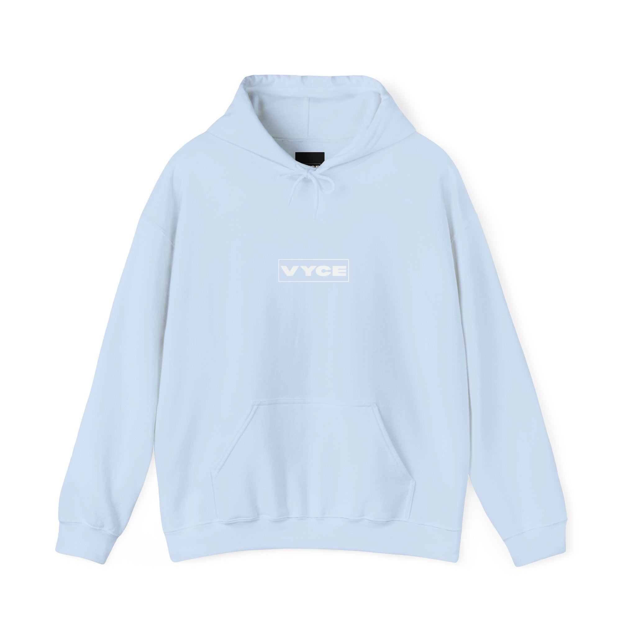 Vyce Logo Hoodie — Minimal Pullover with Blank Box Logo w/ meaning 'VYCE' Front & Back Print