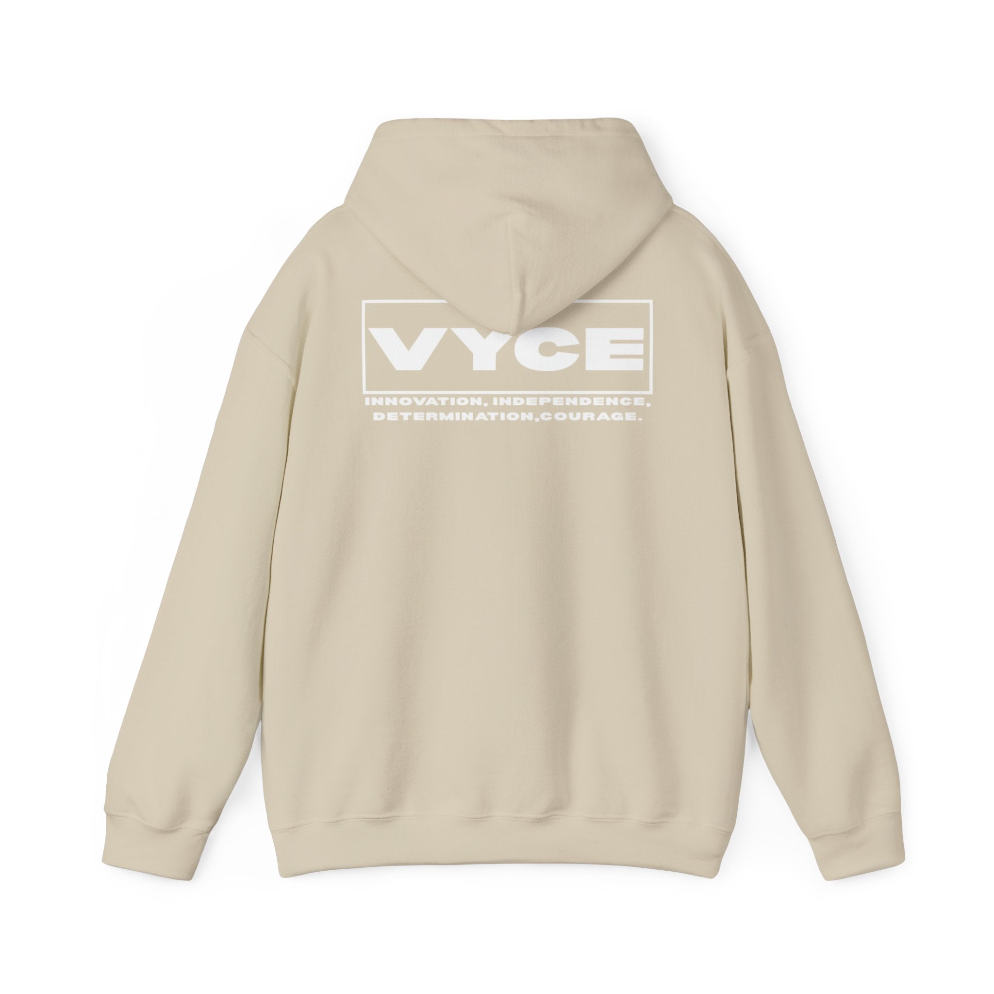 Vyce Logo Hoodie — Minimal Pullover with Blank Box Logo w/ meaning 'VYCE' Front & Back Print