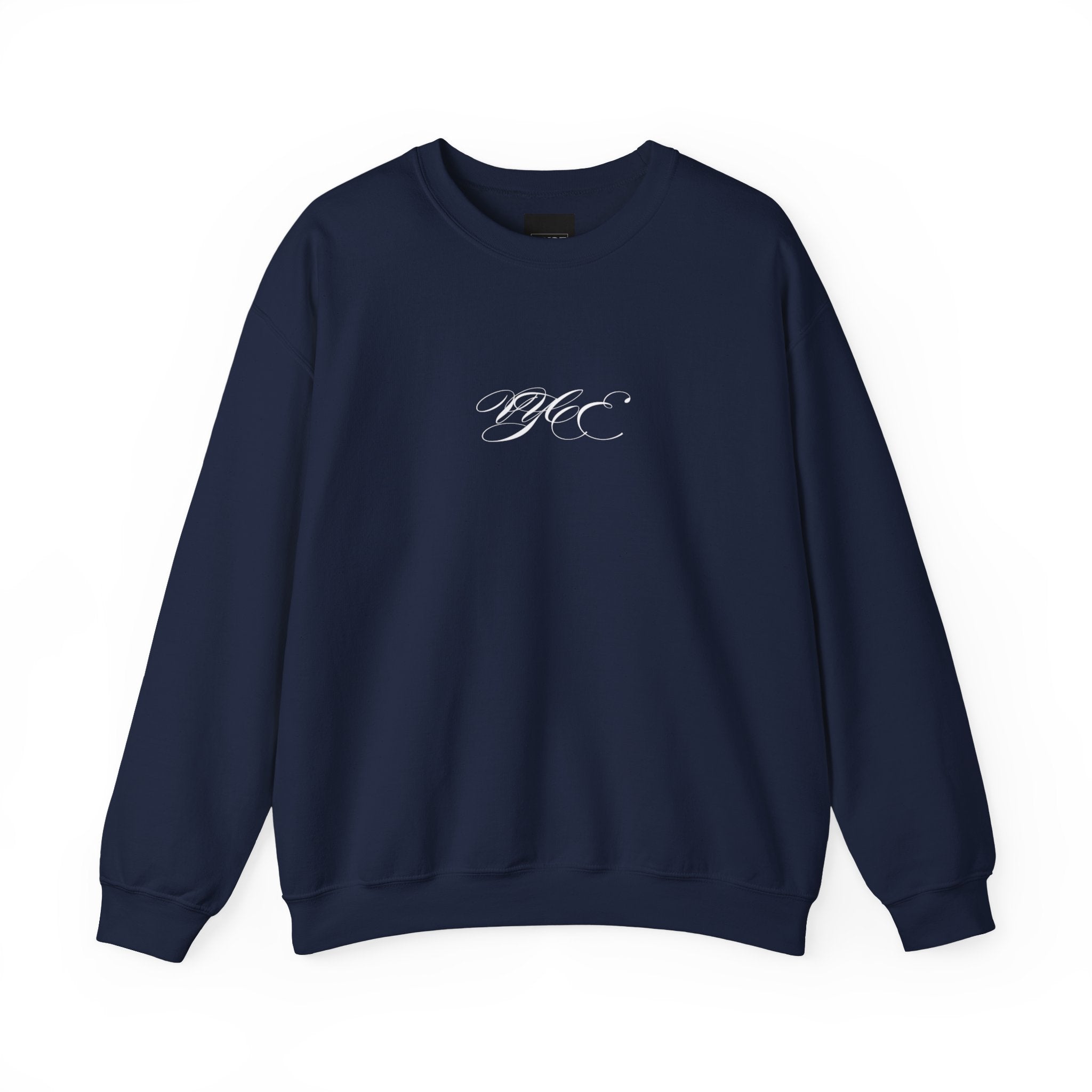 Vyce Cursive Logo Crewneck Sweatshirt — Minimalist Branded Pullover Front Print